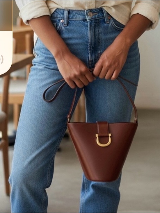 Salvatore Ferragamo Handbags - Salvatore Ferragamo Brown Leather Bucket Bag with Gold Hardware